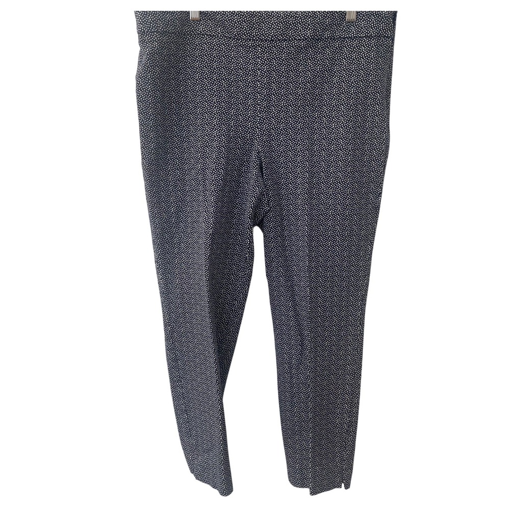 Talbots Chatham Ankle Pant 14P Navy Blue Polka Dot Side Zip Stretch Trouser